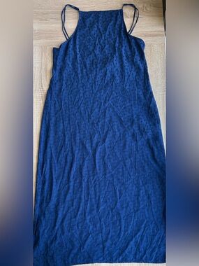 Onia Navy Blue Spaghetti-Strap Midi Dress Relaxed Fit S Small Revolve